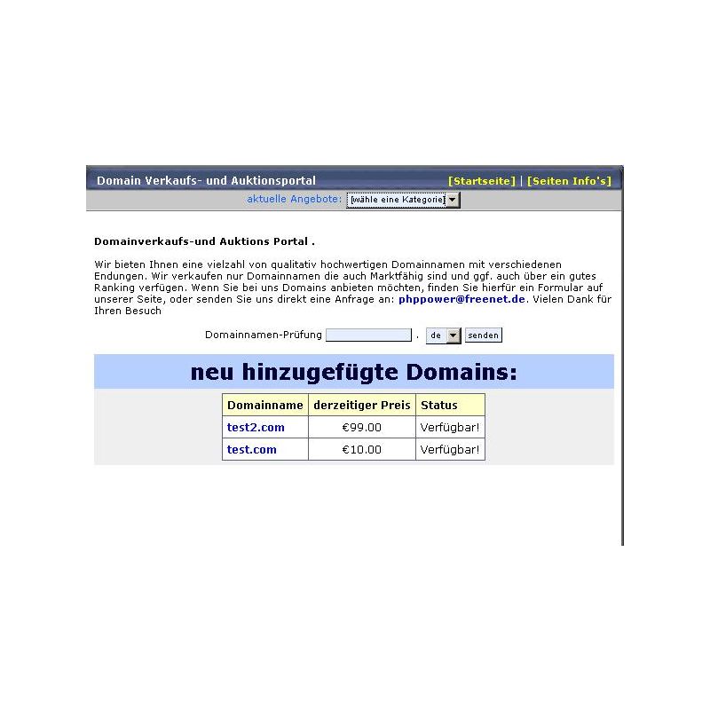 Domain Verkaufs- & Auktions Portal Domain Verkaufs- & Auktions Portal