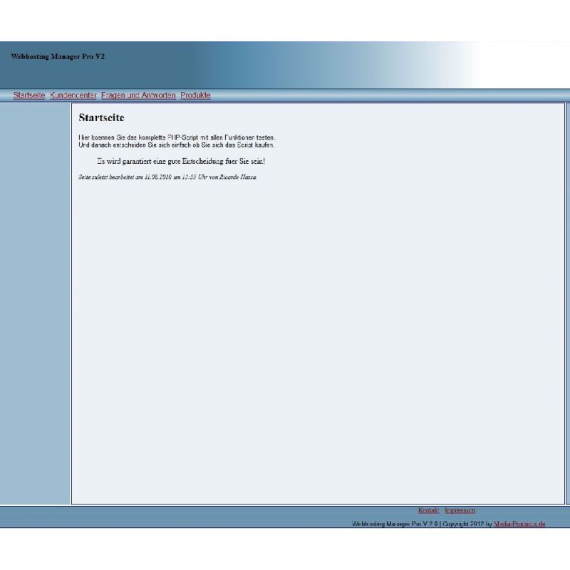 Webhosting Manager Pro V 2.0 Webhosting Manager Pro V 2.0